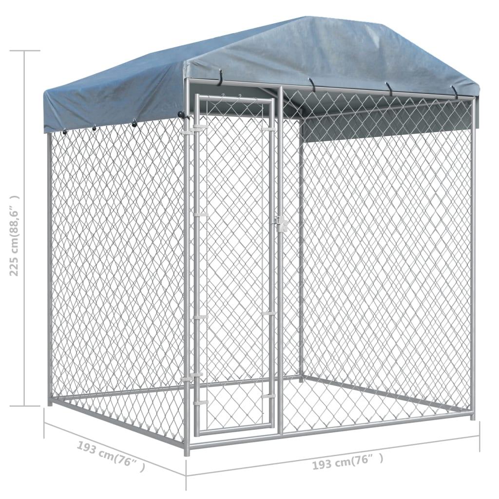 Chenil extérieur cage enclos parc animaux chien d'extérieur avec toit pour chiens 225 cm 02_0000324 - Helloshop26