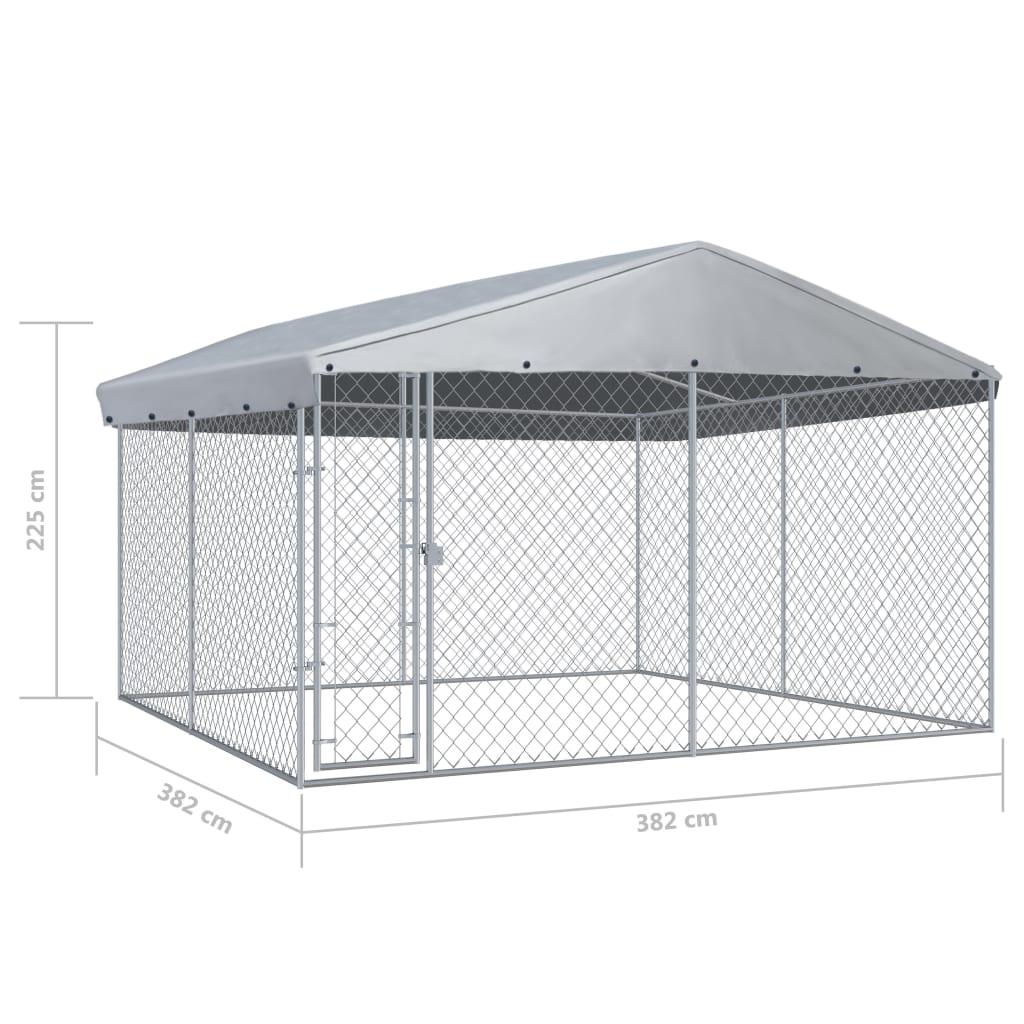 Chenil extérieur cage enclos parc animaux chien extérieur avec toit pour chiens 382 x 382 x 225 cm 02_0000454 - Helloshop26
