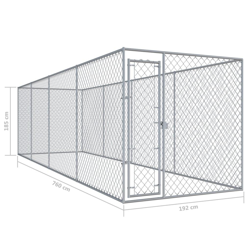 Chenil extérieur cage enclos parc animaux chien d'extérieur pour chiens 760 x 192 x 185 cm 02_0000360 - Helloshop26