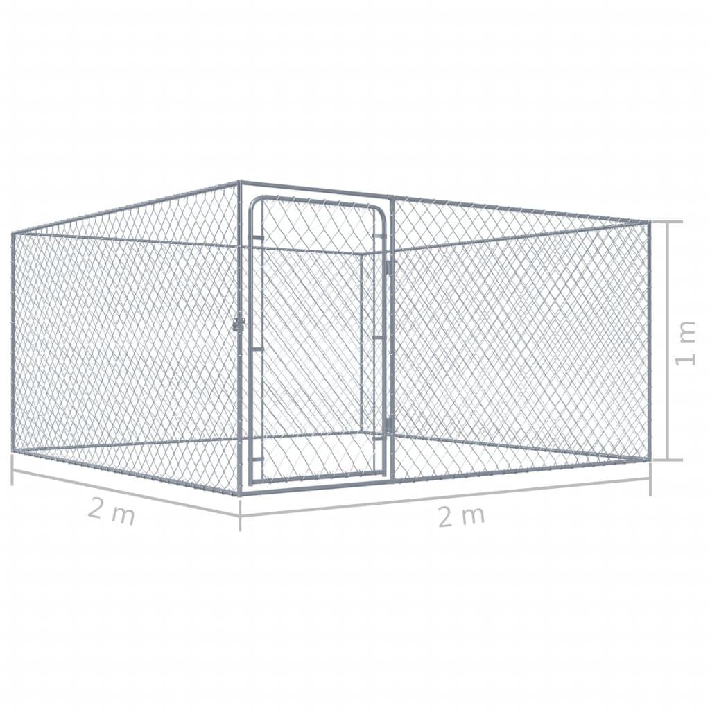 Chenil extérieur cage enclos parc animaux chien extérieur pour chiens acier galvanisé 2 x 2 x 1 m 02_0000471 - Helloshop26