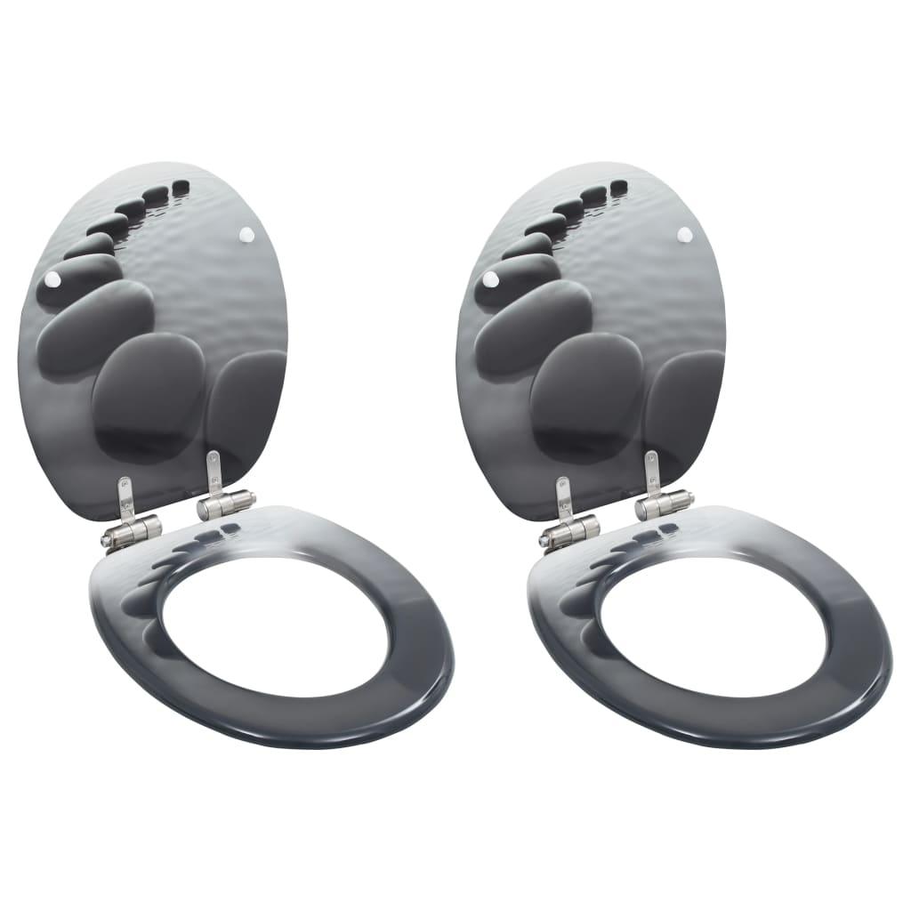 2 pcs Sièges WC MDF et couvercle à fermeture en douceur Pierres 02_0002964 - Helloshop26