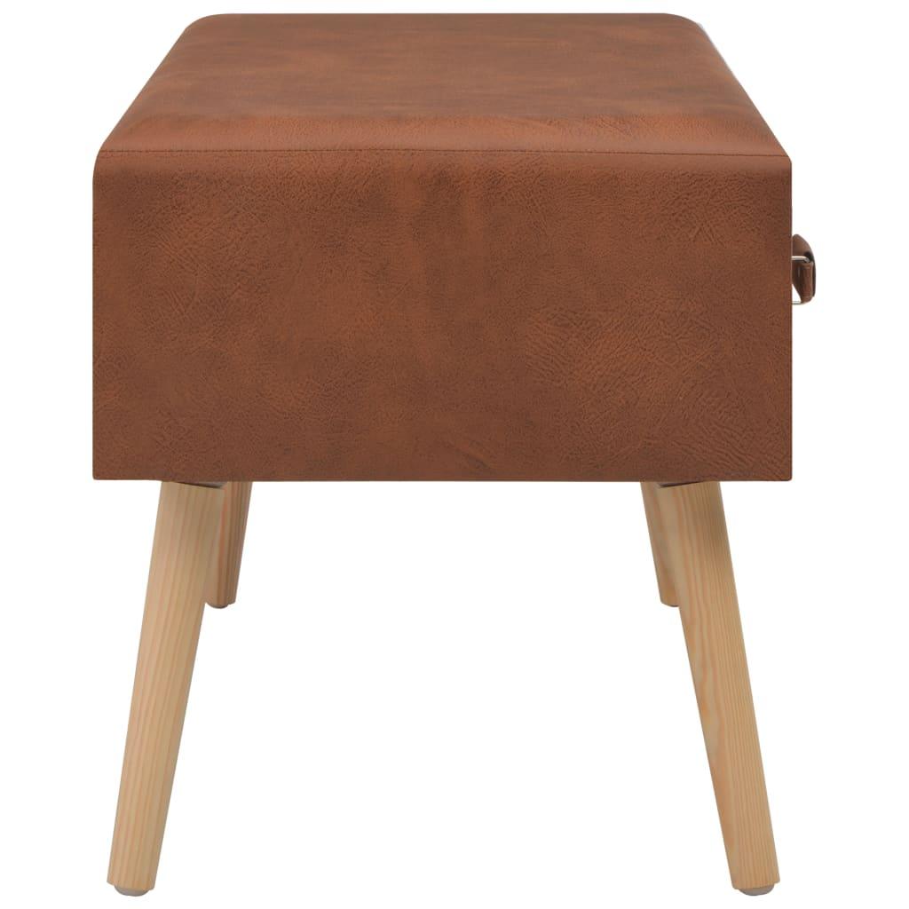 Banquette pouf tabouret meuble banc avec tiroirs 80 cm marron similicuir 3002131 - Helloshop26