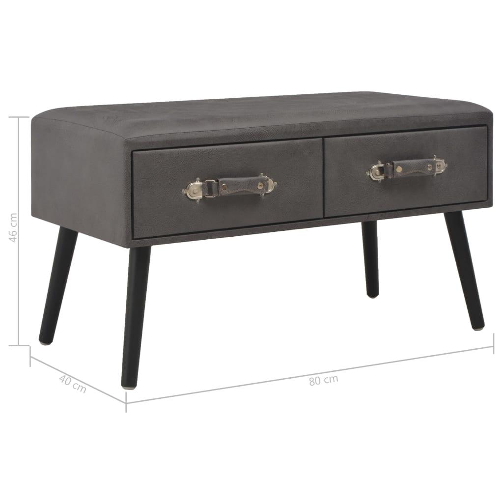 Banquette pouf tabouret meuble banc avec tiroirs 80 cm gris similicuir 3002125 - Helloshop26