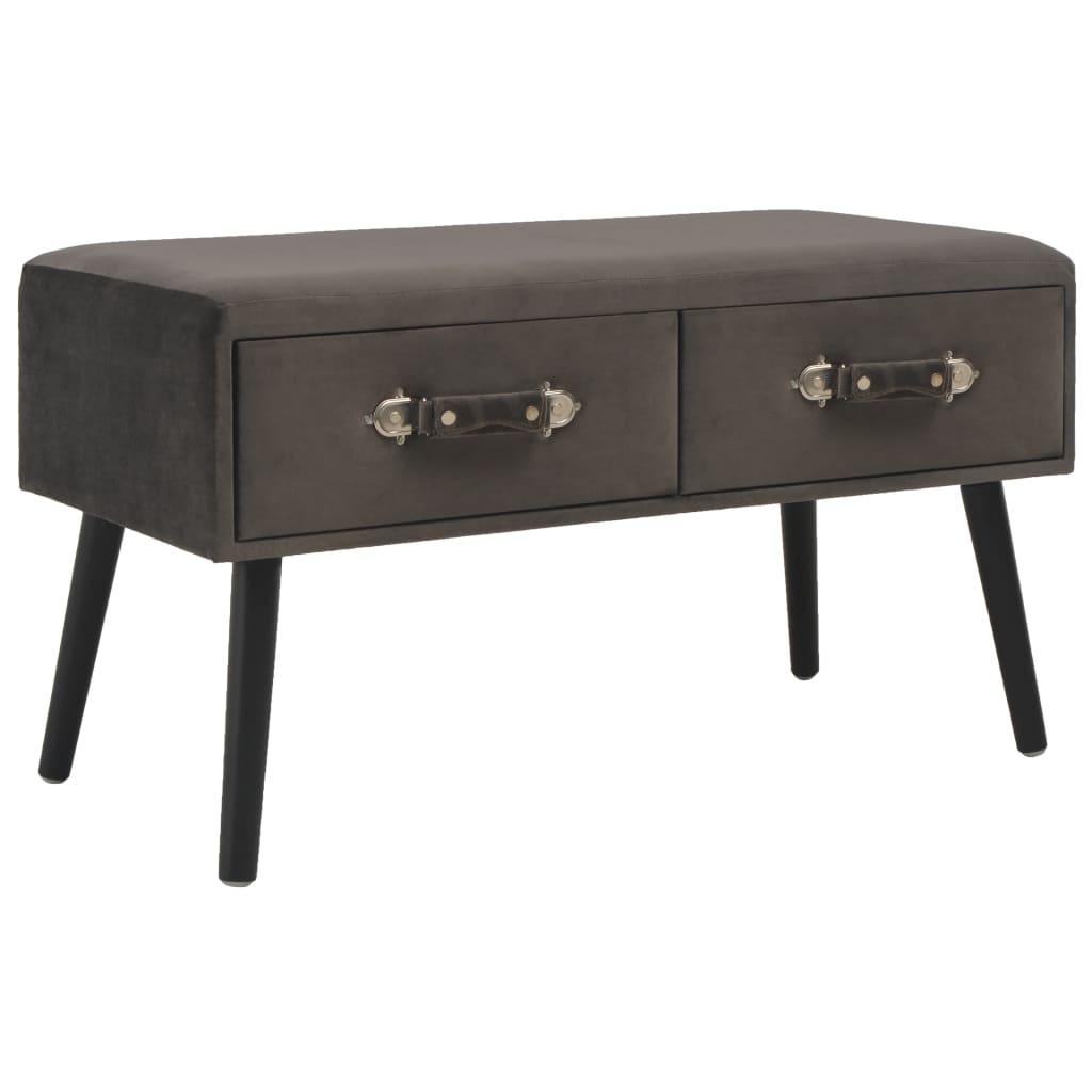 Banquette pouf tabouret meuble banc avec tiroirs 80 cm gris velours 3002160 - Helloshop26