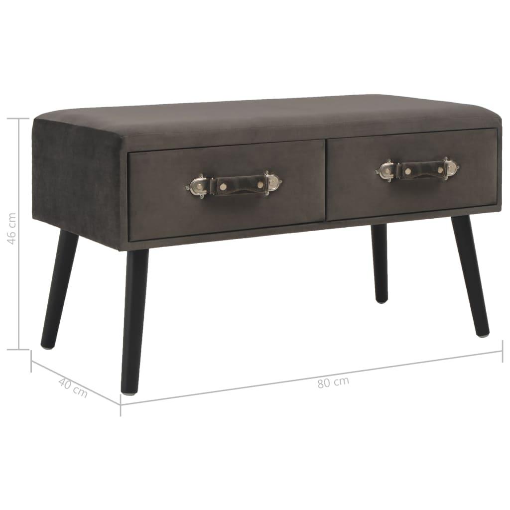 Banquette pouf tabouret meuble banc avec tiroirs 80 cm gris velours 3002160 - Helloshop26