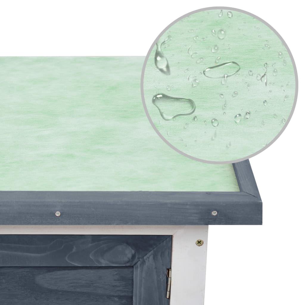 Clapier cage d'extérieur 1 niveau 90 x 45 x 65 cm bois gris 02_0000583 - Helloshop26