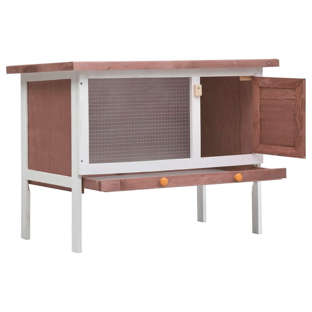 Clapier d'extérieur 1 niveau 90 x 45 x 65 cm marron bois 02_0000584 - Helloshop26