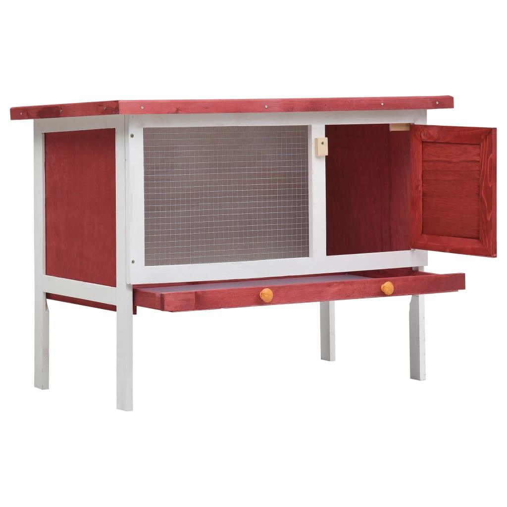 Clapier d'extérieur 1 niveau 90 x 45 x 65 cm rouge bois 02_0000585 - Helloshop26