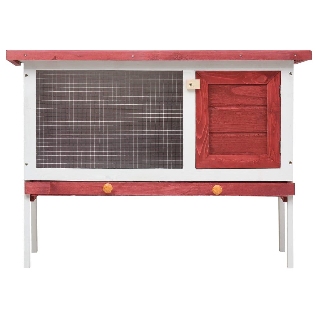 Clapier d'extérieur 1 niveau 90 x 45 x 65 cm rouge bois 02_0000585 - Helloshop26