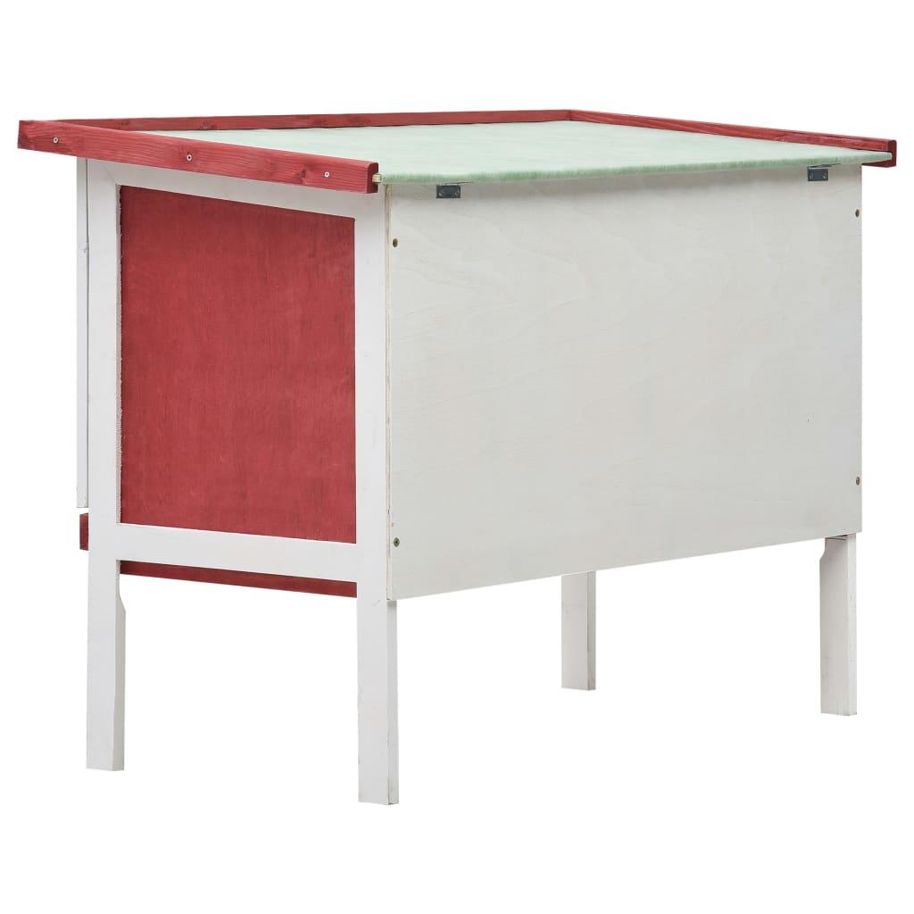 Clapier d'extérieur 1 niveau 90 x 45 x 65 cm rouge bois 02_0000585 - Helloshop26