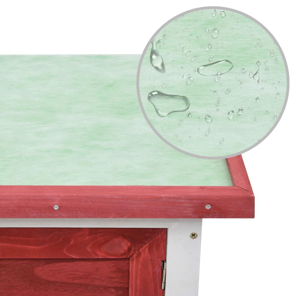 Clapier d'extérieur 1 niveau 90 x 45 x 65 cm rouge bois 02_0000585 - Helloshop26