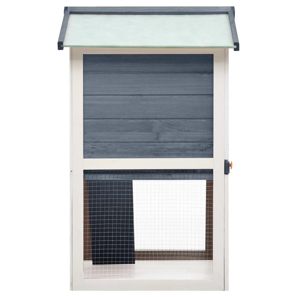 Clapier d'extérieur 3 portes 94 x 60 x 98 cm bois gris et blanc 02_0000589 - Helloshop26