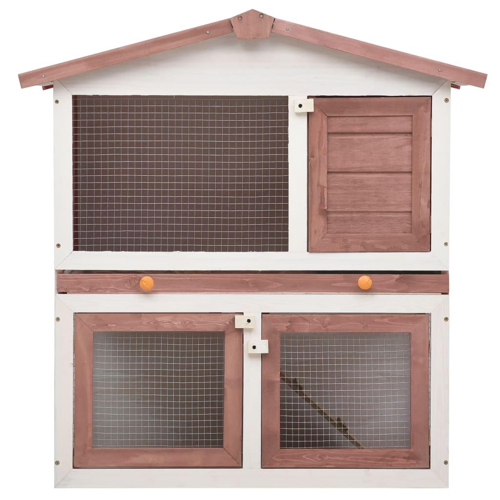 Clapier cage d'extérieur 3 portes 94 x 60 x 98 cm bois marron 02_0000590 - Helloshop26