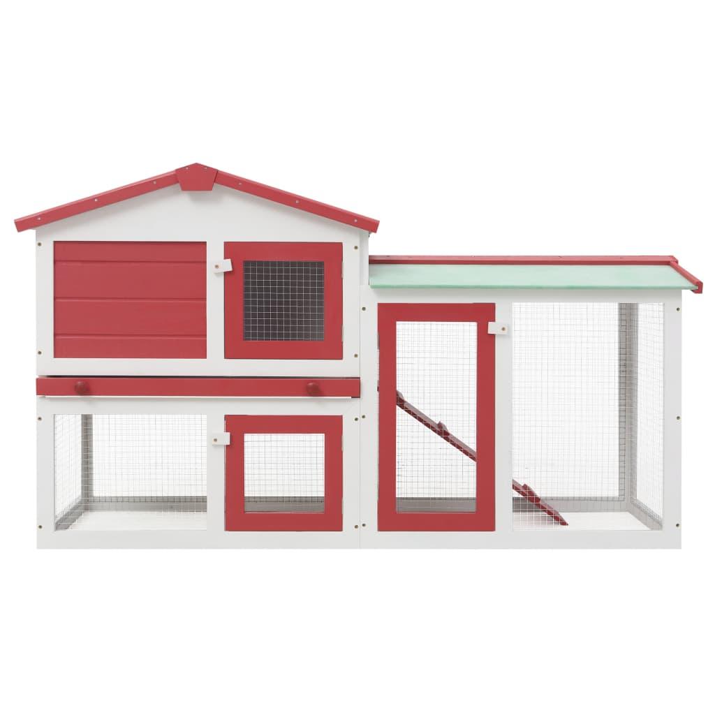 Clapier large d'extérieur rouge et blanc 145 x 45 x 85 cm bois 02_0000608 - Helloshop26