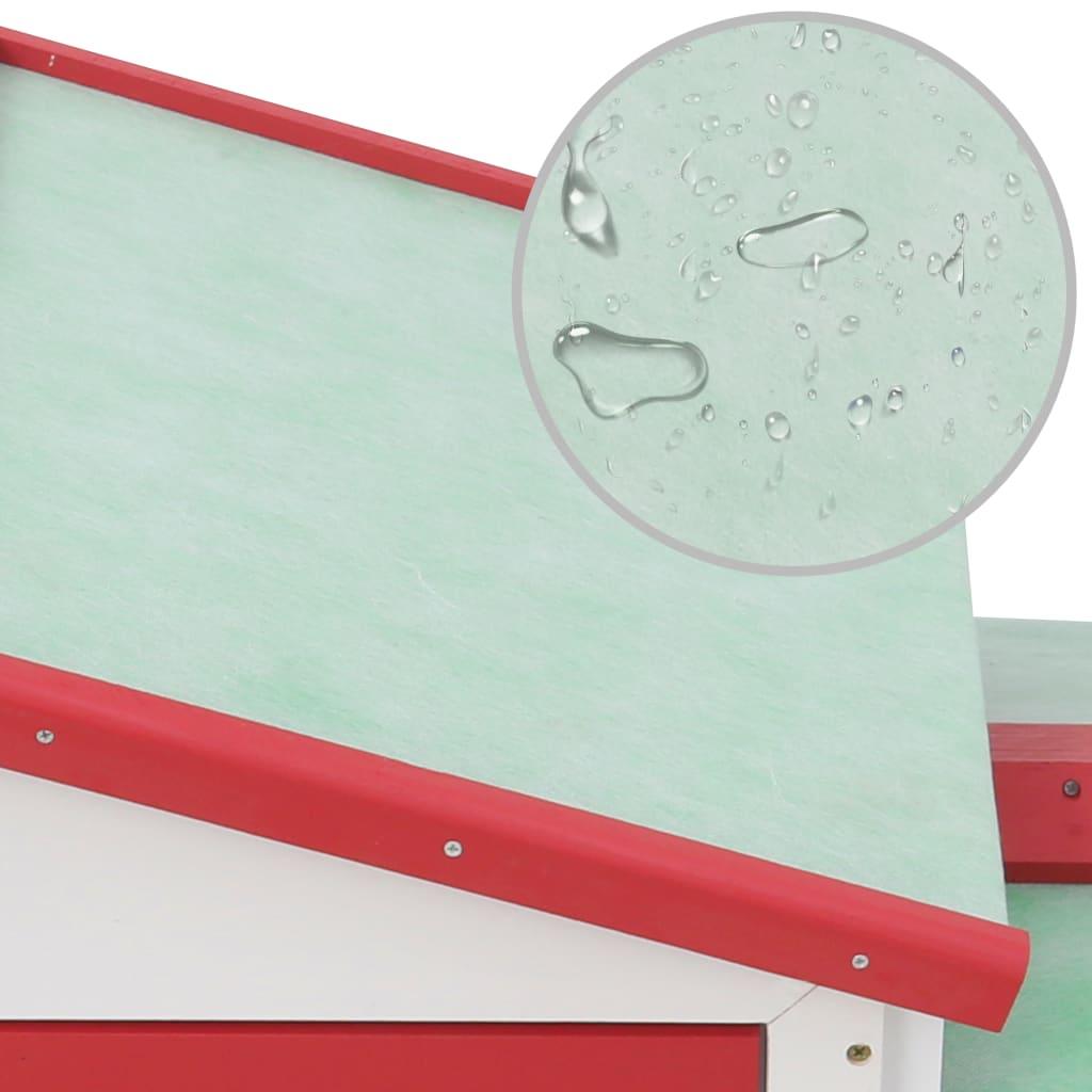 Clapier large d'extérieur rouge et blanc 145 x 45 x 85 cm bois 02_0000608 - Helloshop26