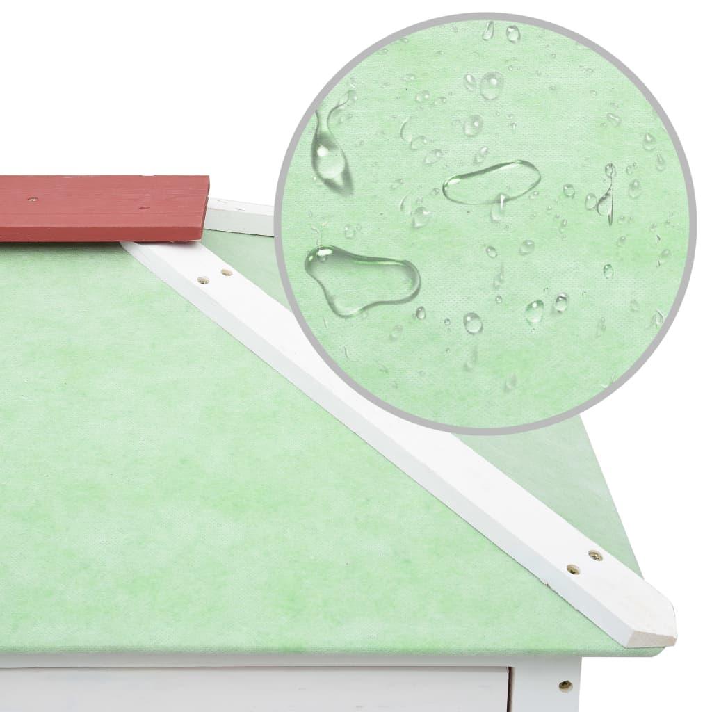 Cage clapier double pour animaux bois 115 cm rouge 02_0000574 - Helloshop26