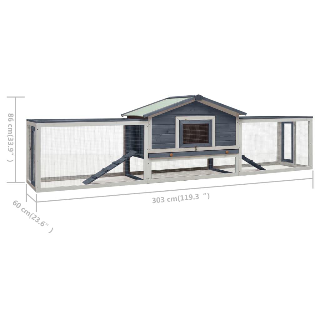 Clapier cage 303 x 60 x 86 cm pin massif et sapin gris 02_0000599 - Helloshop26