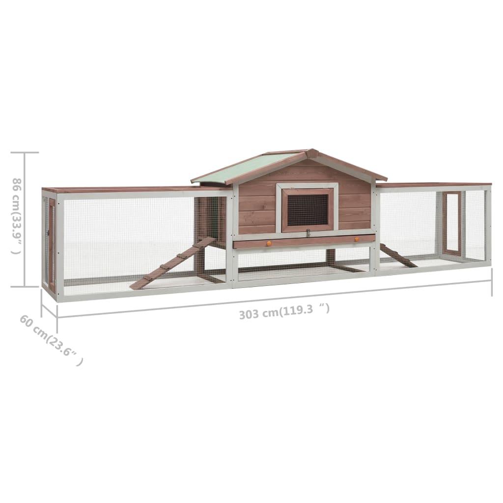 Clapier cage moka 303 x 60 x 86 cm pin massif et sapin 02_0000611 - Helloshop26