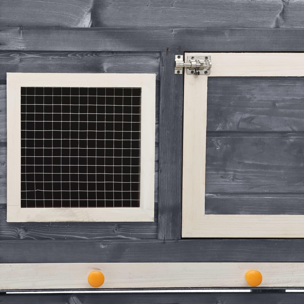 Clapier gris et blanc 140 x 63 x 120 cm bois de sapin massif 02_0000601 - Helloshop26