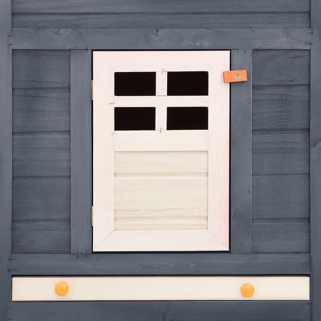 Clapier cage d'extérieur 250 x 192 x 105 cm avec piste gris et blanc bois de sapin 02_0000595 - Helloshop26