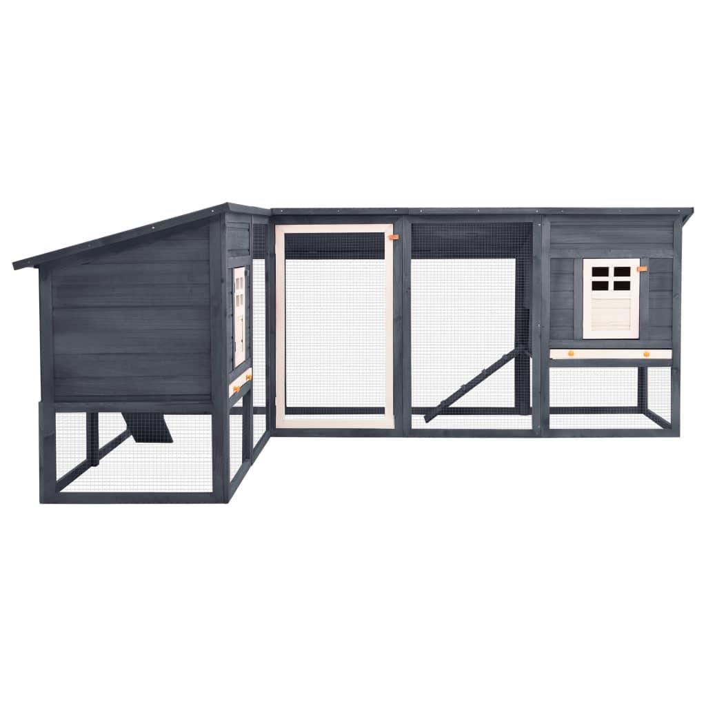 Clapier cage d'extérieur 250 x 192 x 105 cm avec piste gris et blanc bois de sapin 02_0000595 - Helloshop26
