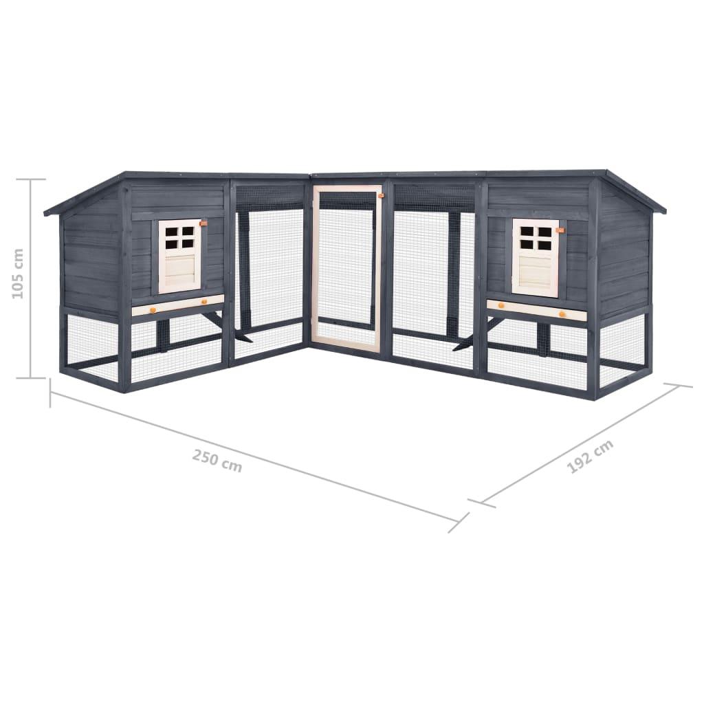 Clapier cage d'extérieur 250 x 192 x 105 cm avec piste gris et blanc bois de sapin 02_0000595 - Helloshop26