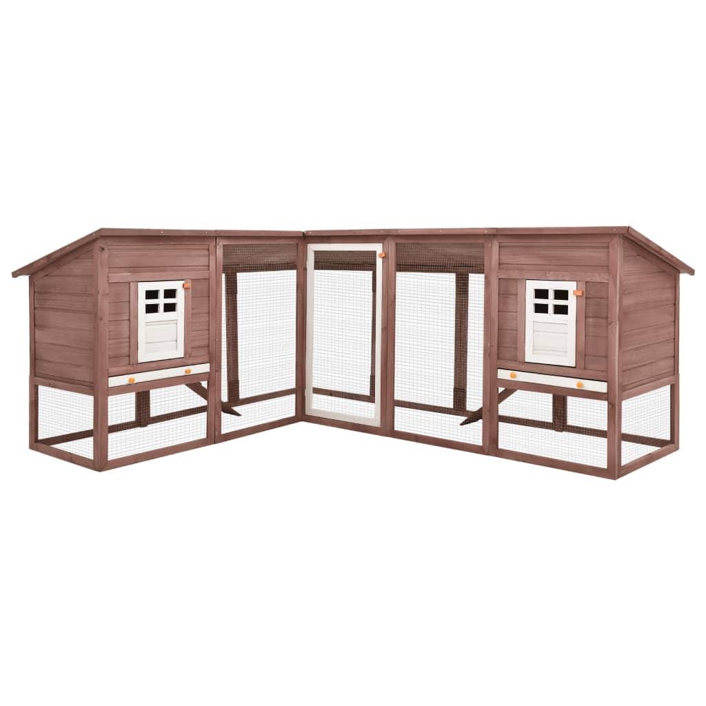 Clapier d'extérieur avec piste 250 x 192 x 105 cm moka et blanc bois de sapin 02_0000597 - Helloshop26