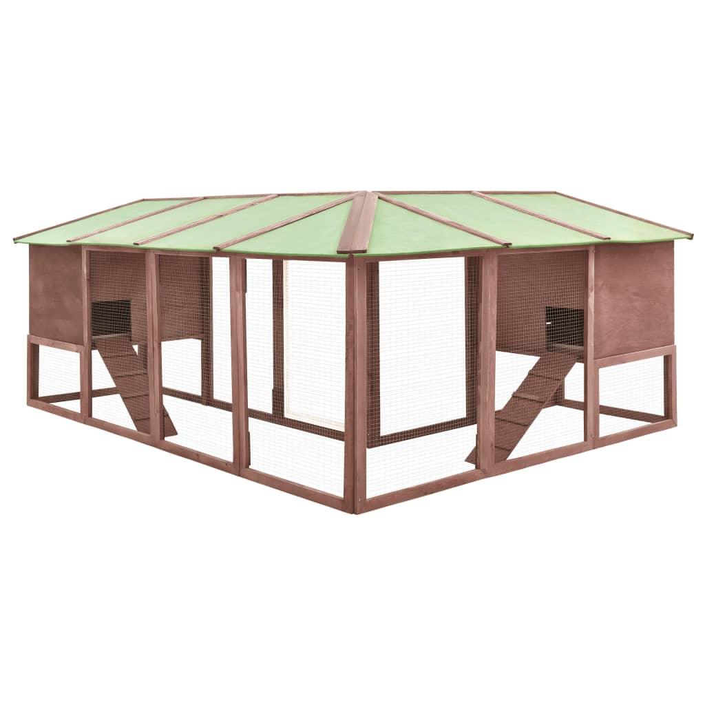 Clapier d'extérieur avec piste 250 x 192 x 105 cm moka et blanc bois de sapin 02_0000597 - Helloshop26