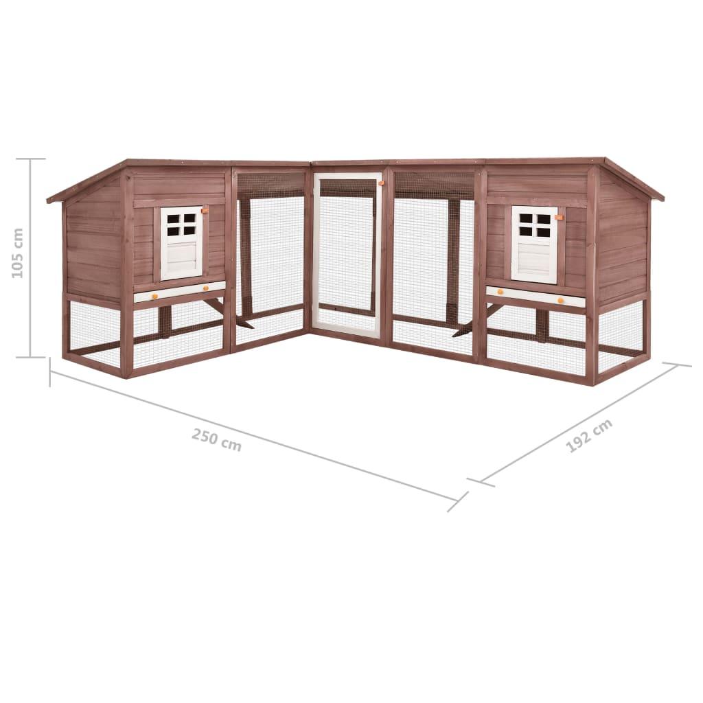 Clapier d'extérieur avec piste 250 x 192 x 105 cm moka et blanc bois de sapin 02_0000597 - Helloshop26