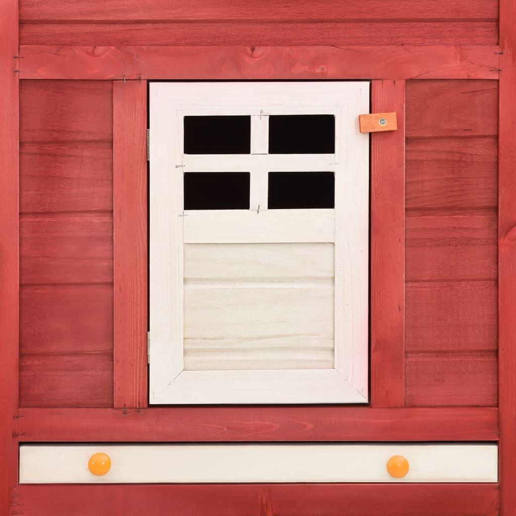 Clapier d'extérieur 250 x 192 x 105 cm avec piste rouge et blanc bois de sapin 02_0000598 - Helloshop26