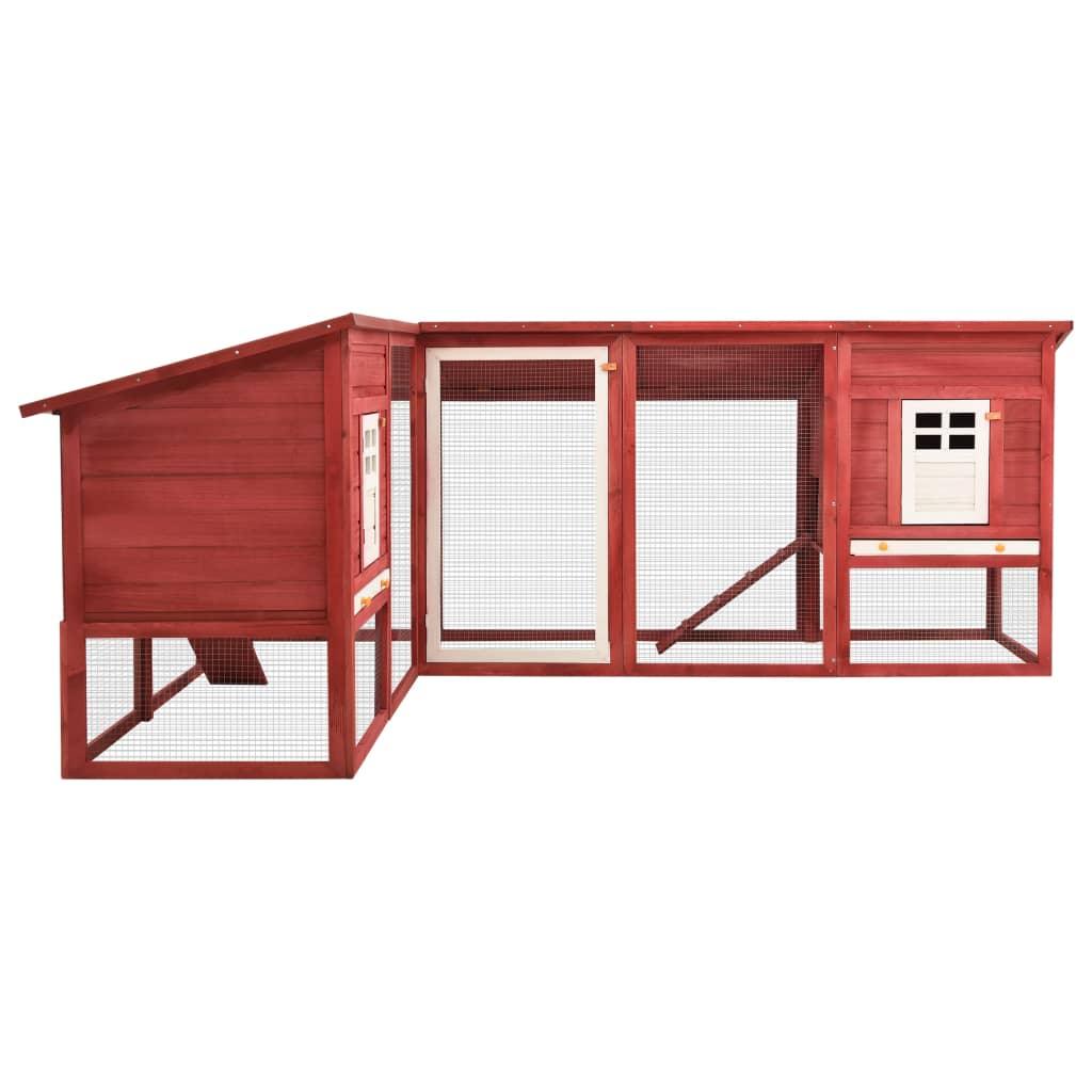 Clapier d'extérieur 250 x 192 x 105 cm avec piste rouge et blanc bois de sapin 02_0000598 - Helloshop26