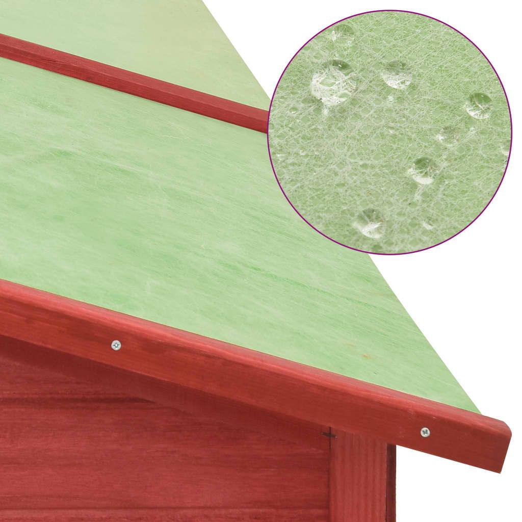 Clapier d'extérieur 250 x 192 x 105 cm avec piste rouge et blanc bois de sapin 02_0000598 - Helloshop26