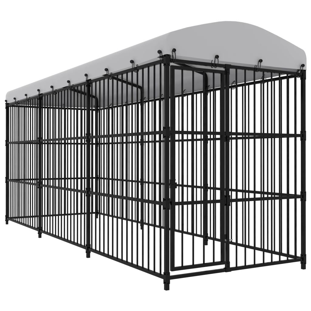 Chenil extérieur cage enclos parc animaux chien d'extérieur avec toit pour chiens 450 x 150 x 210 cm 02_0000334 - Helloshop26