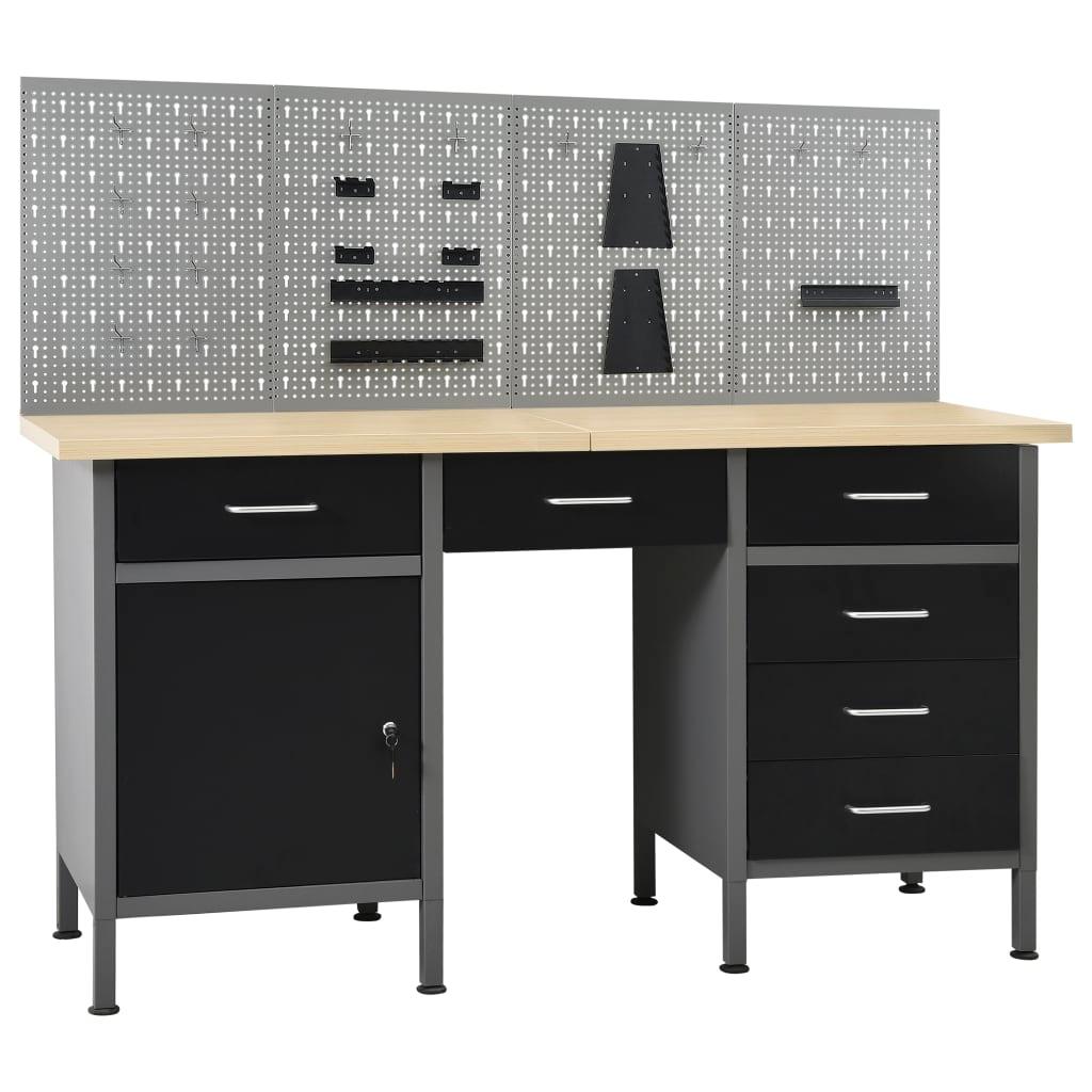 Etabli 160 cm avec 4 panneaux muraux table de travail rangement atelier garage 02_0003665 - Helloshop26