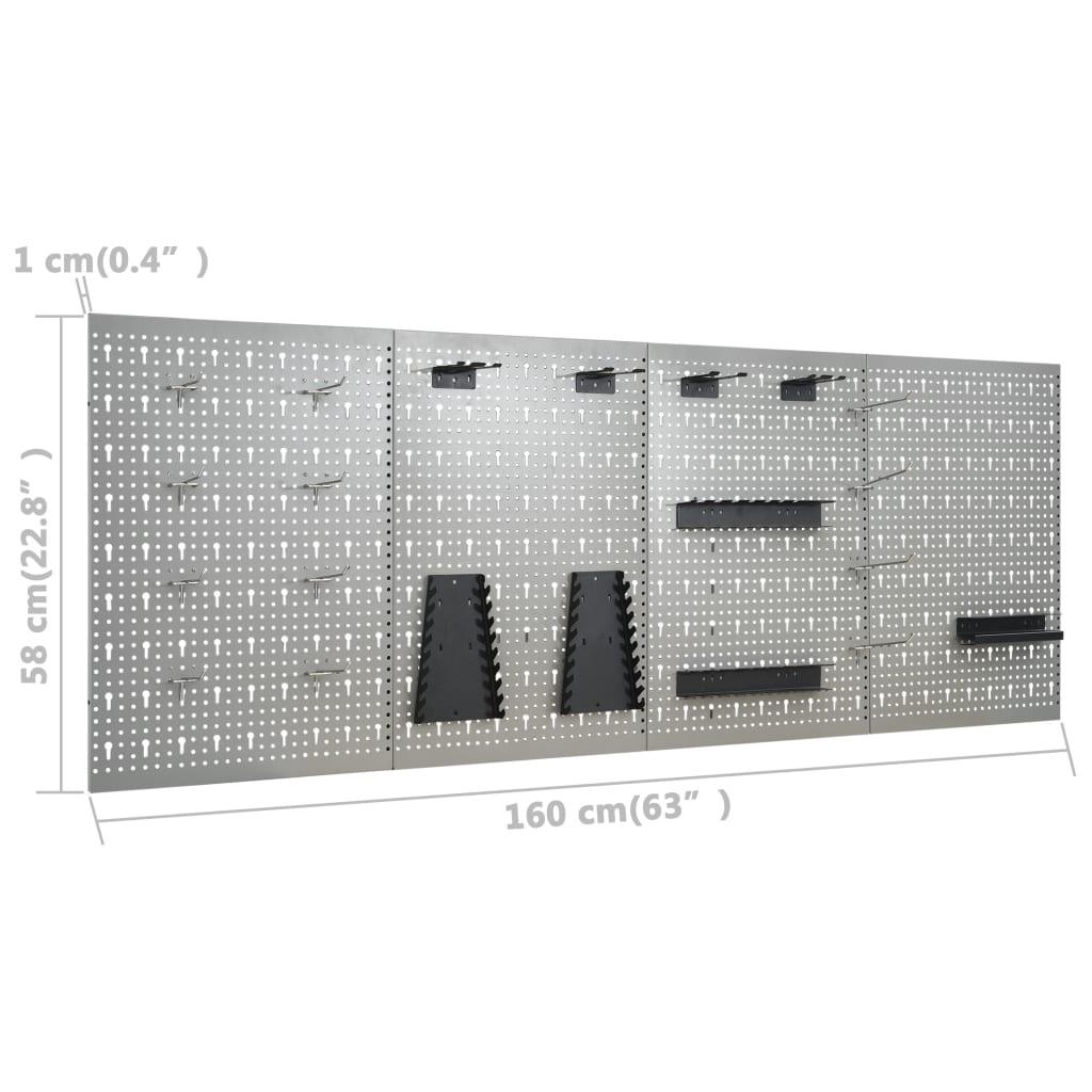 Etabli avec 4 panneaux muraux table de travail poste de travail stockage rangement d'outils 160 cm garage atelier pieds réglables en hauteur 02_0003666 - Helloshop26