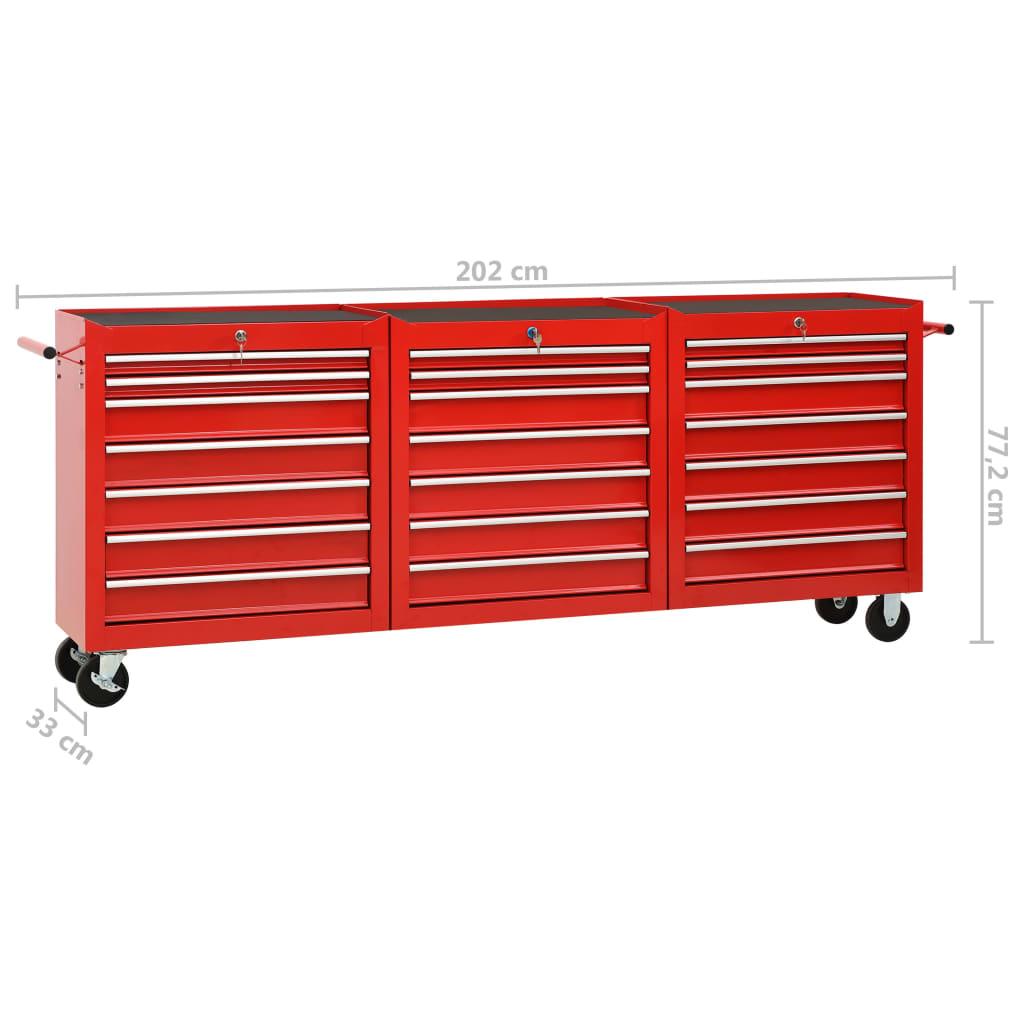 Chariot à outils avec 21 tiroirs acier Rouge 02_0003832 - Helloshop26
