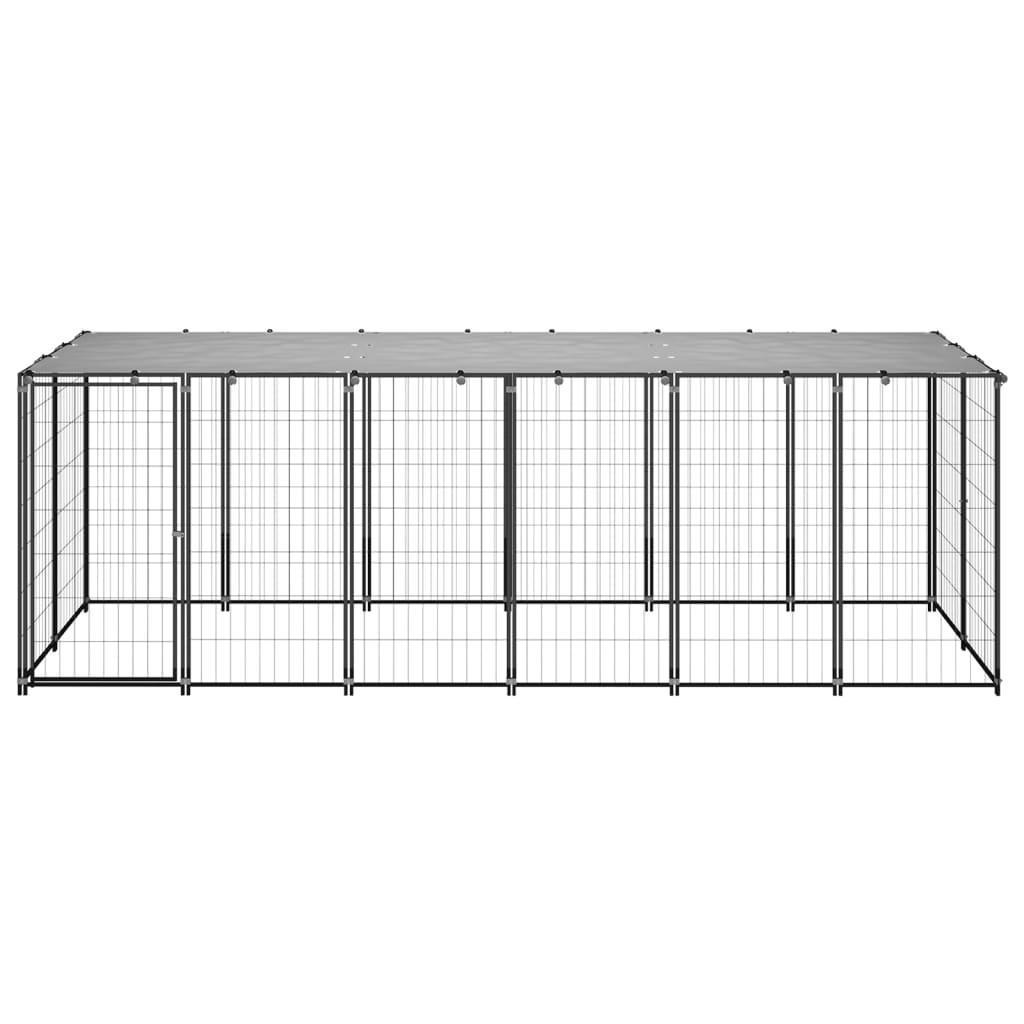 Chenil extérieur cage enclos parc animaux chien 330 x 110 x 110 cm acier noir et gris  02_0000525 - Helloshop26
