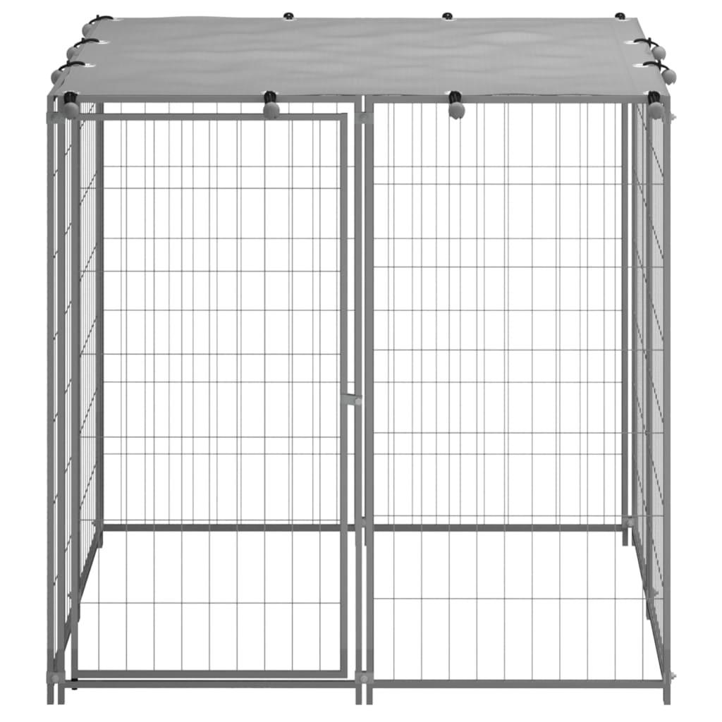 Chenil extérieur cage enclos parc animaux chien argenté 110 x 110 x 110 cm acier 02_0000234 - Helloshop26