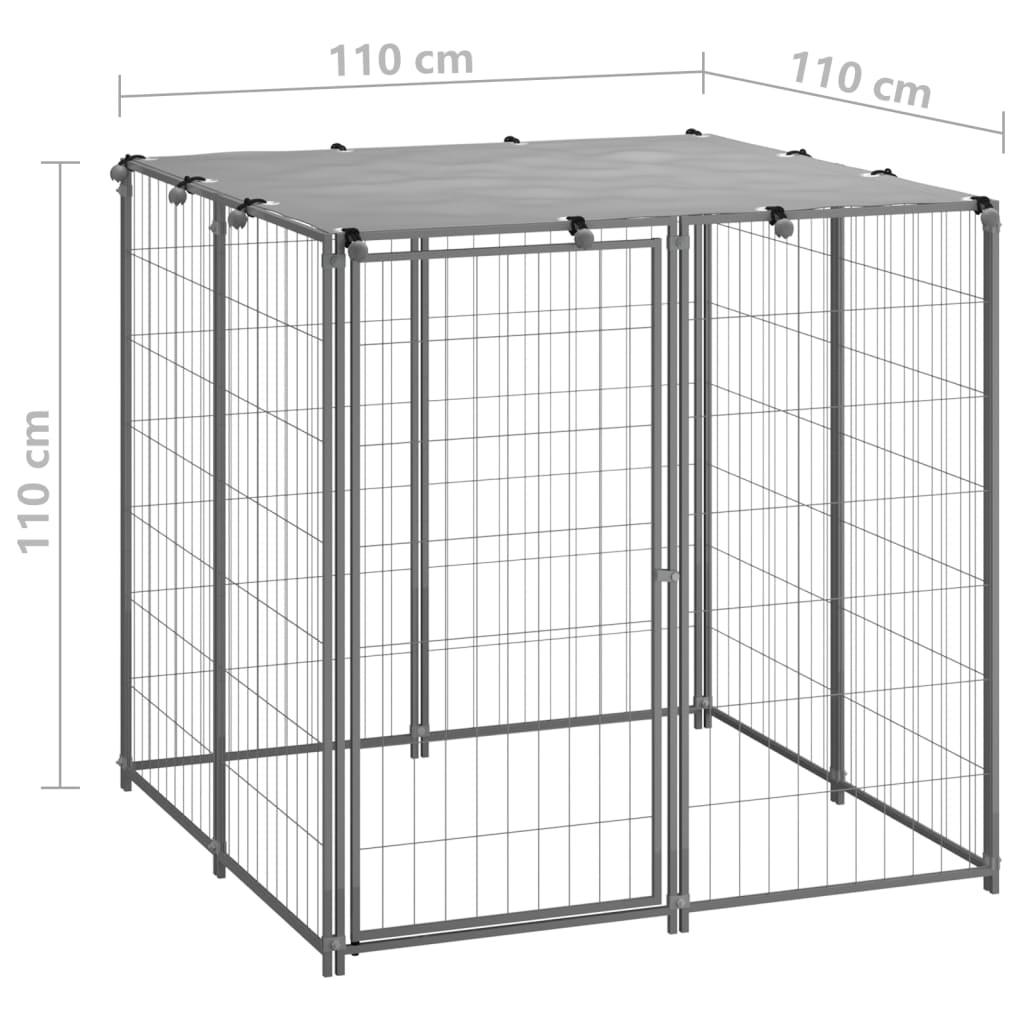 Chenil extérieur cage enclos parc animaux chien argenté 110 x 110 x 110 cm acier 02_0000234 - Helloshop26