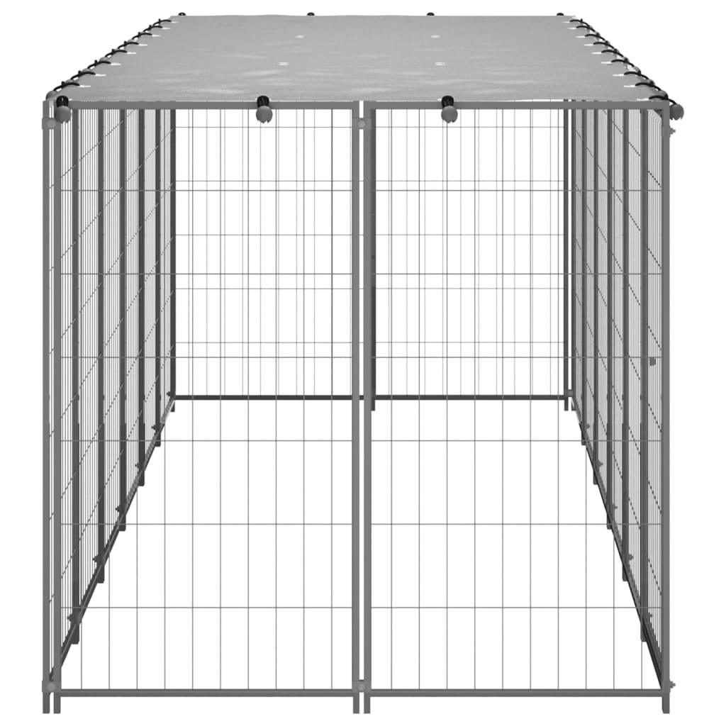 Chenil extérieur cage enclos parc animaux chien argenté 330 x 110 x 110 cm acier 02_0000270 - Helloshop26