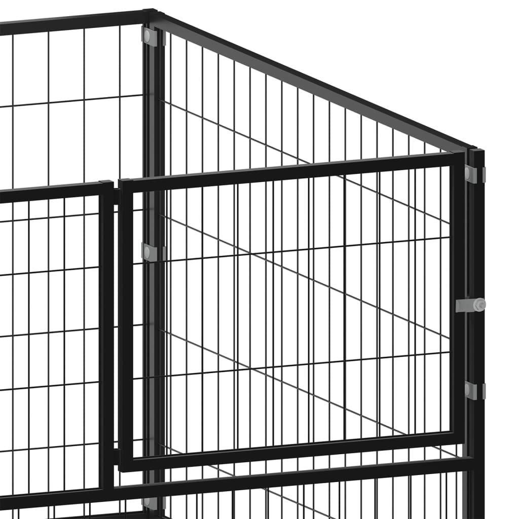 Chenil extérieur cage enclos parc animaux chien noir 100 x 100 x 70 cm acier 02_0000489 - Helloshop26