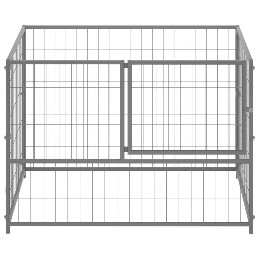 Chenil extérieur cage enclos parc animaux chien argenté 100 x 100 x 70 cm acier 02_0000233 - Helloshop26