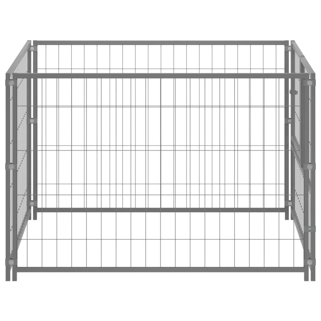 Chenil extérieur cage enclos parc animaux chien argenté 100 x 100 x 70 cm acier 02_0000233 - Helloshop26