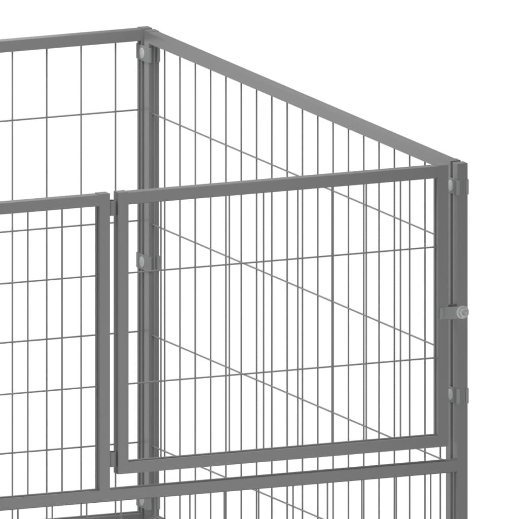 Chenil extérieur cage enclos parc animaux chien argenté 100 x 100 x 70 cm acier 02_0000233 - Helloshop26