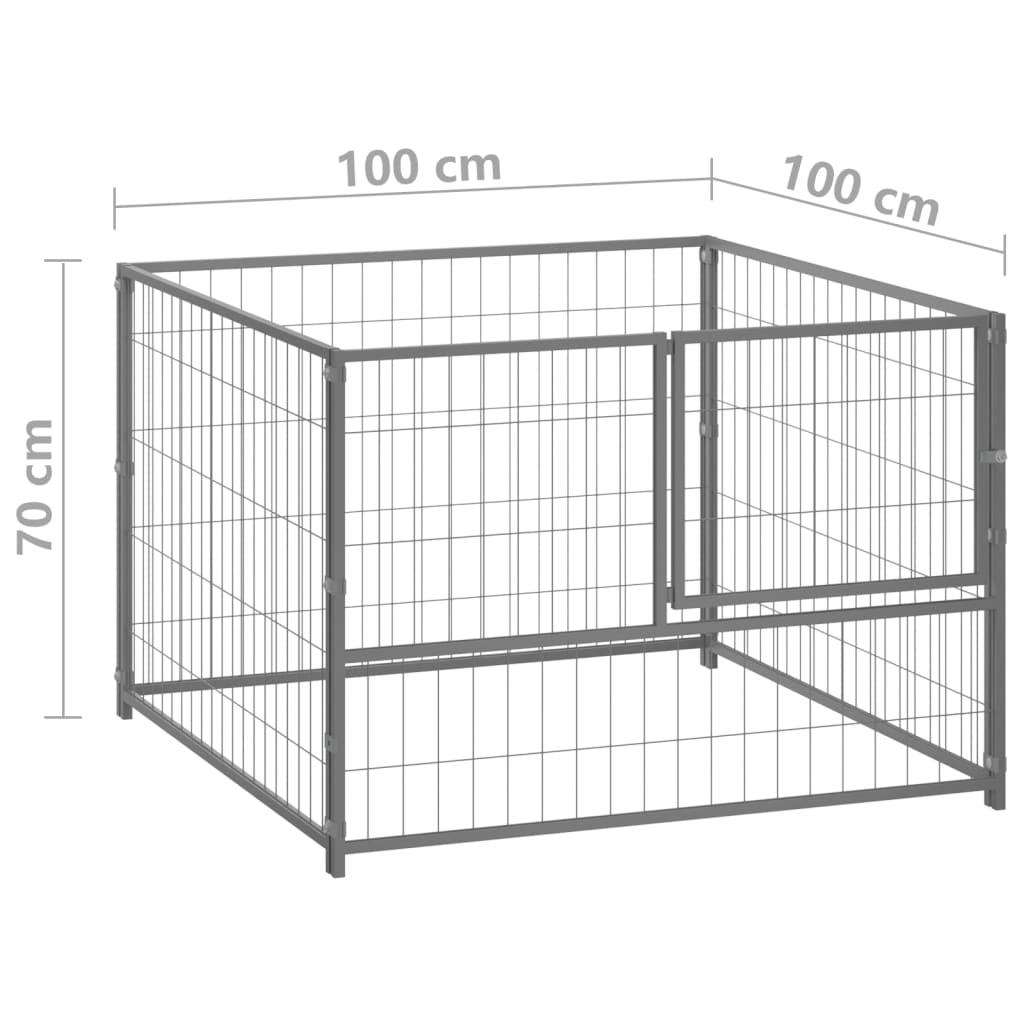 Chenil extérieur cage enclos parc animaux chien argenté 100 x 100 x 70 cm acier 02_0000233 - Helloshop26