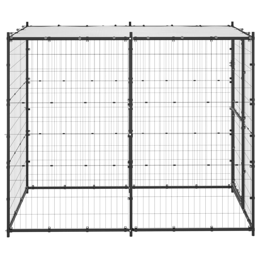 Chenil extérieur cage enclos parc animaux chien d'extérieur pour chiens acier avec toit 110 x 220 x 180 cm 02_0000377 - Helloshop26