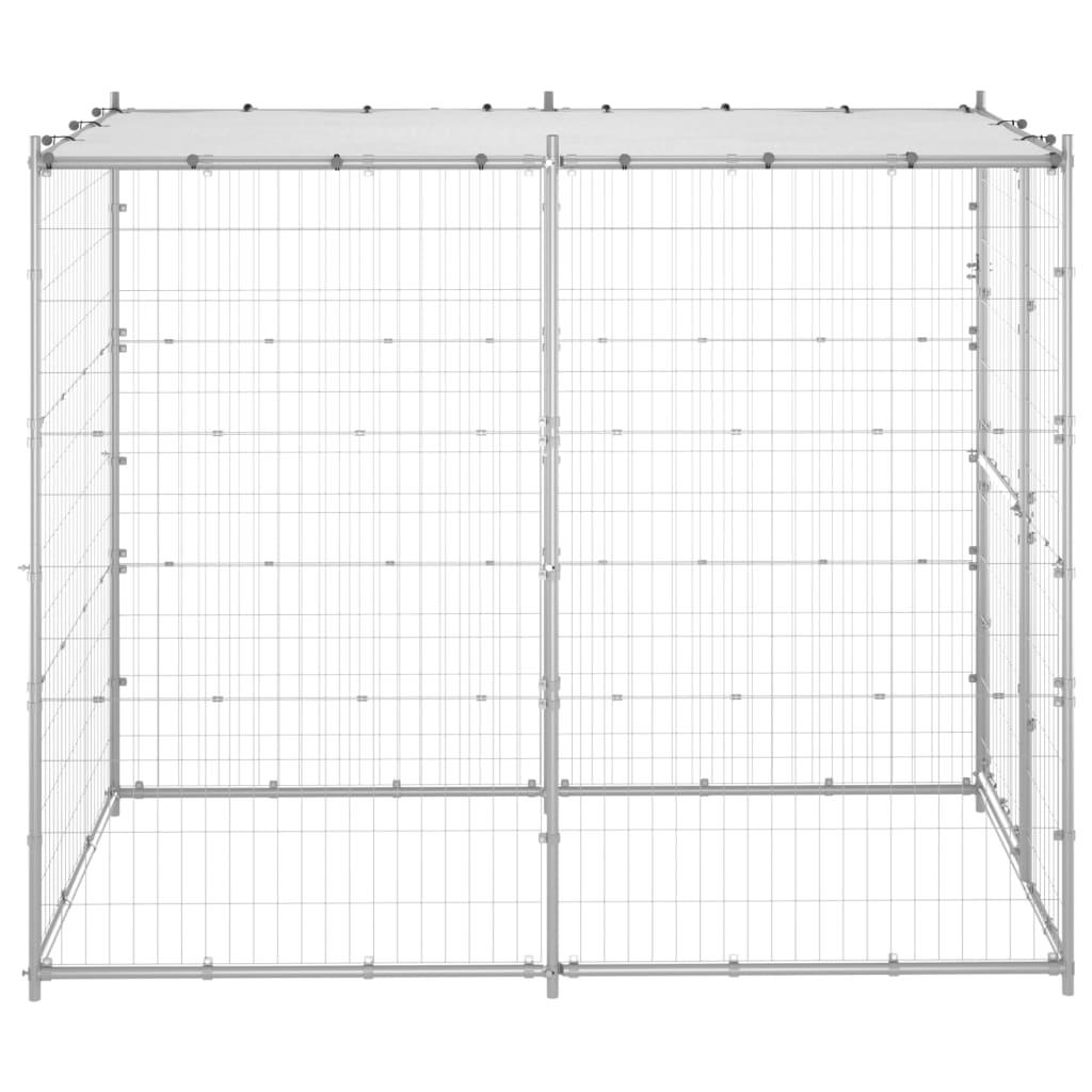 Chenil extérieur cage enclos parc animaux chien extérieur acier galvanisé avec toit 110 x 220 x 180 cm 02_0000431 - Helloshop26