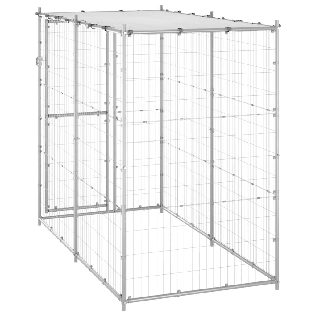 Chenil extérieur cage enclos parc animaux chien extérieur acier galvanisé avec toit 110 x 220 x 180 cm 02_0000431 - Helloshop26