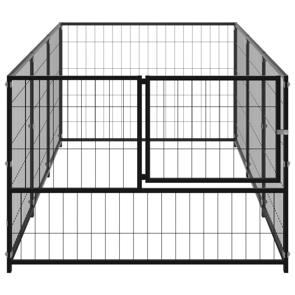 Chenil extérieur cage enclos parc animaux chien noir 3 m² acier 02_0000519 - Helloshop26