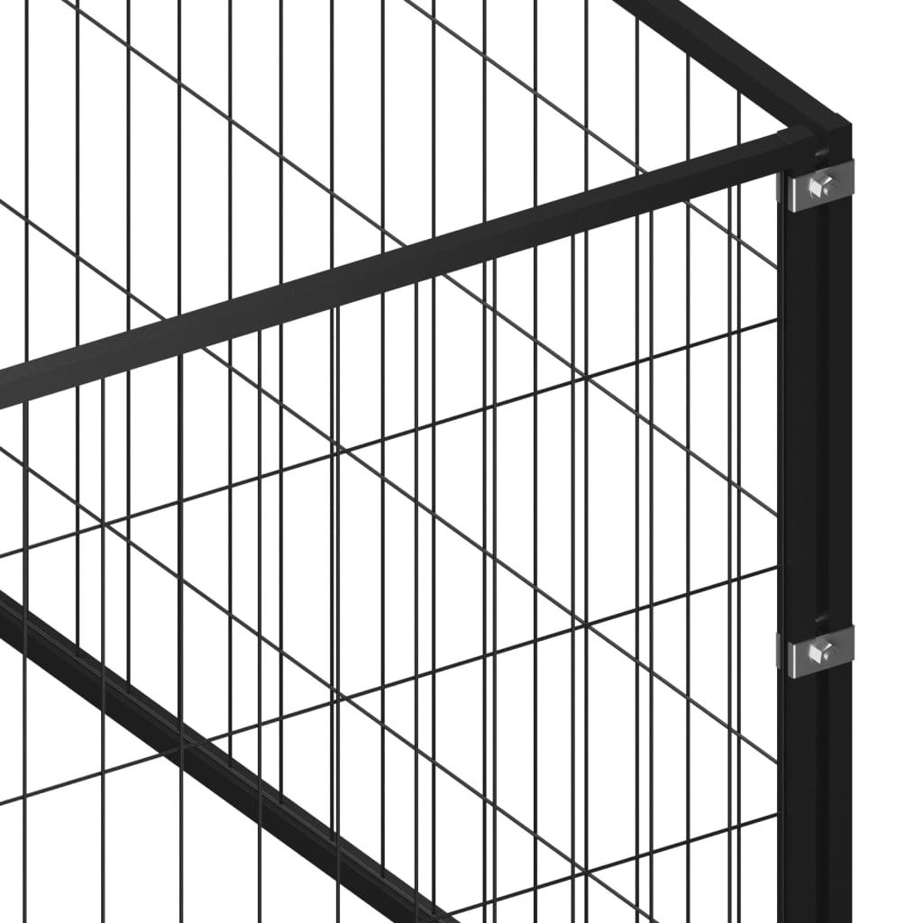 Chenil extérieur cage enclos parc animaux chien noir 3 m² acier 02_0000519 - Helloshop26